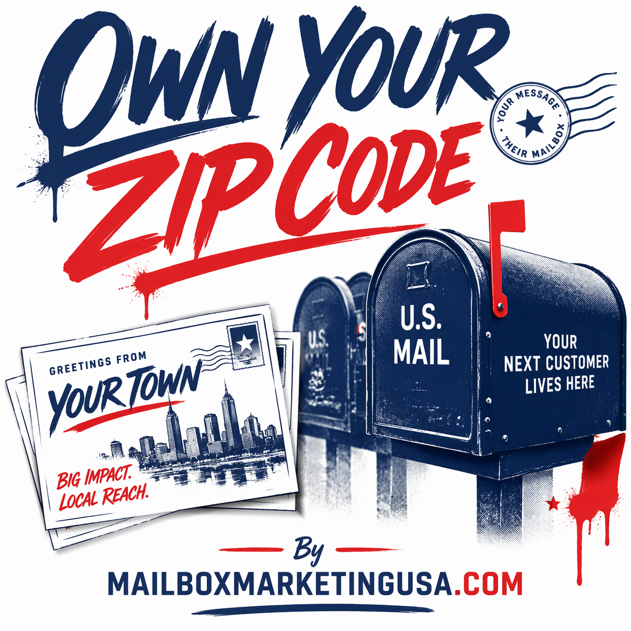 Own Your Zip Code - real estate farming postcard campaign branding