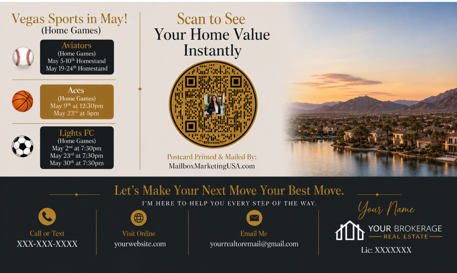 Real estate just sold postcard campaign example back design with QR code